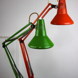 Adjustable achitect table lamps in orange and green by tep, 1970