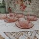 Lot de 6 tasses et sous-tasses en rosaline torsadée Arcoroc France