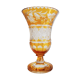 Vase verre doublé jaune fleurs incisées