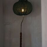 Organic Swedish floor lamp from the mid-century in burnt wood, Wabi Sabi, 1950s