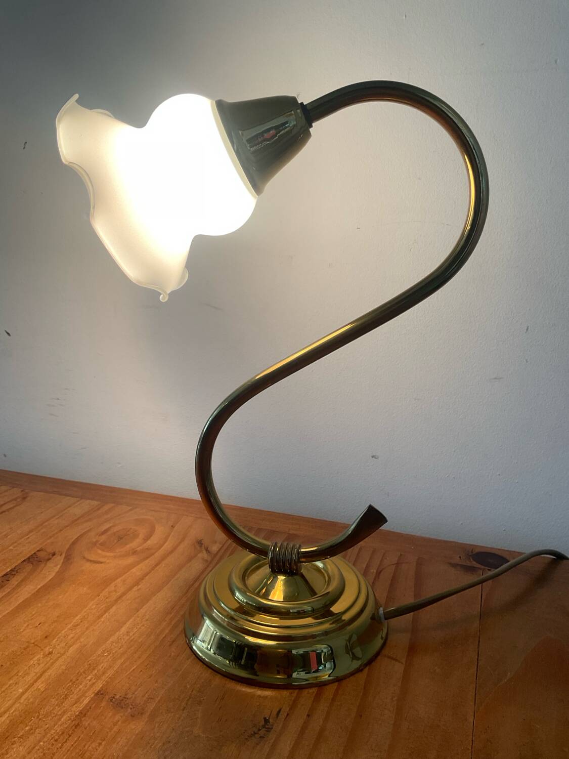 Vintage brass and opaline lamp
