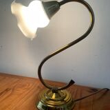 Vintage brass and opaline lamp