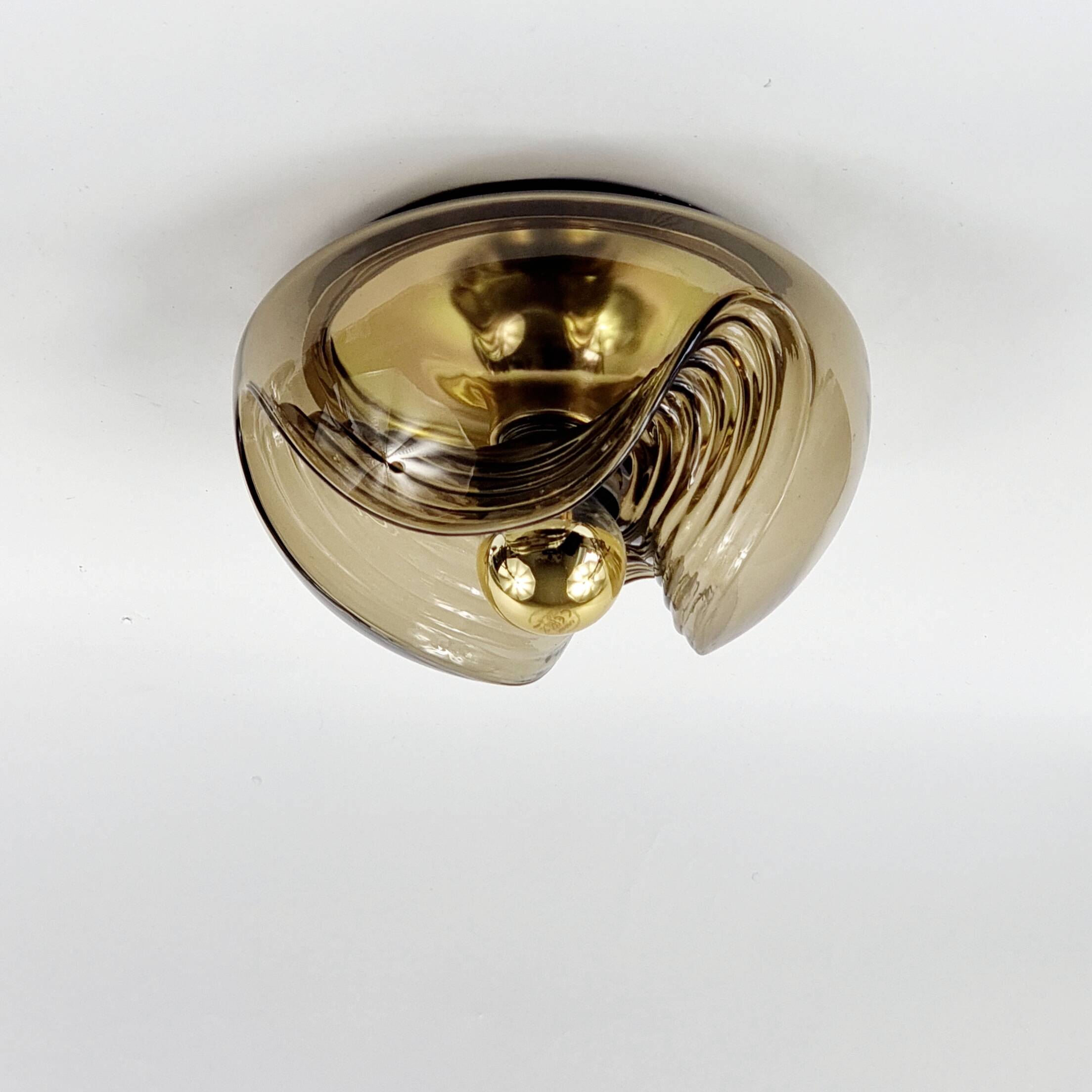Space Age 'Wave'/'Futura' Glass Ceiling Light by Koch & Lowy for P&P, 1970s
