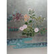 Triptyque de tableaux laqués style japonais représentant des fleurs sur fond or
