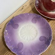 Pair of Art Nouveau barbotine lunches signed Lunéville