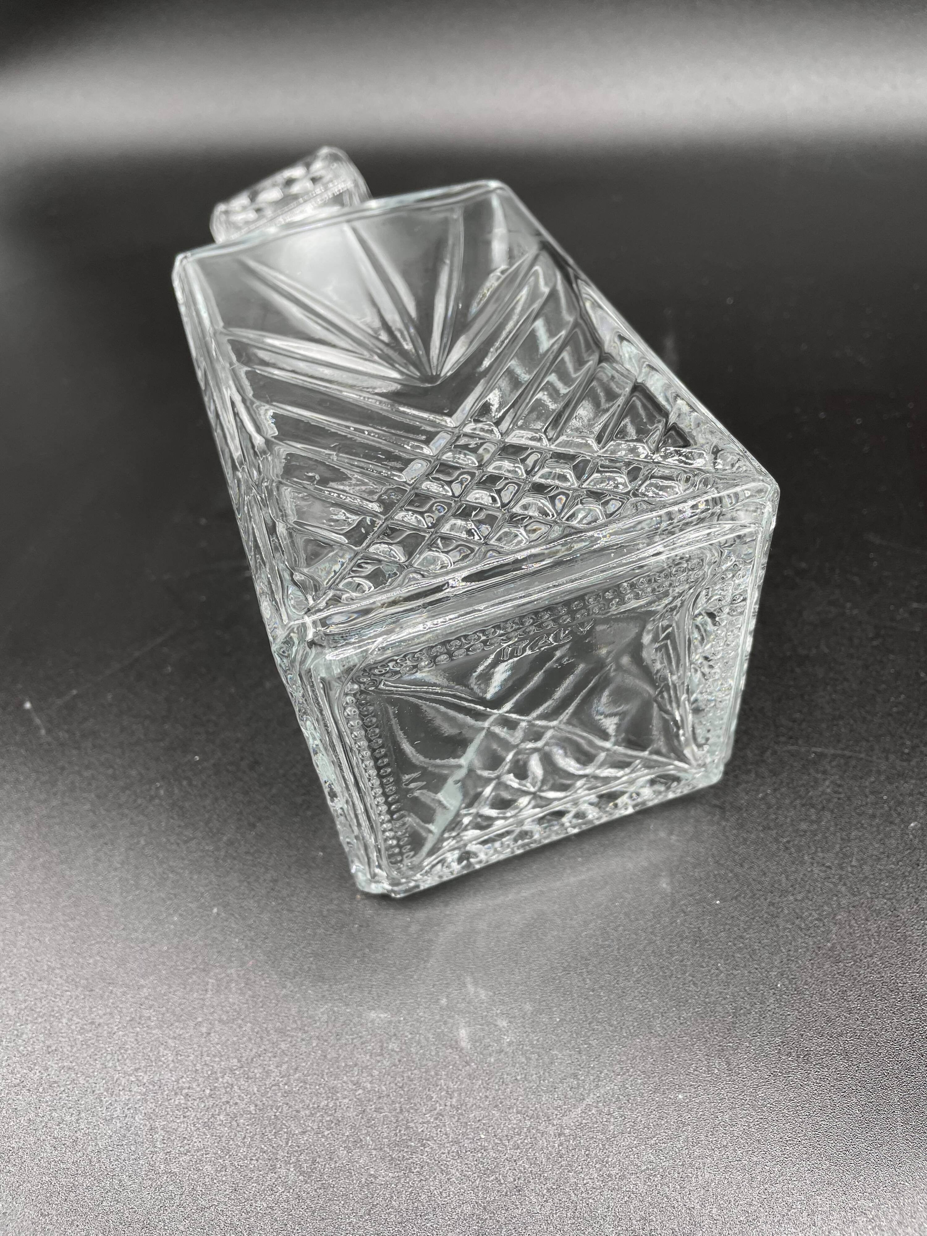 Vintage, whisky decanter, bottle, pitcher, cork, diamond décor, vegetable, 1960s, 1970s, Italy