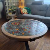 Vallauris table basse signé drac 1960 bois faïence acier