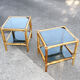 Pair of bamboo and smoked glass vintage bedside tables