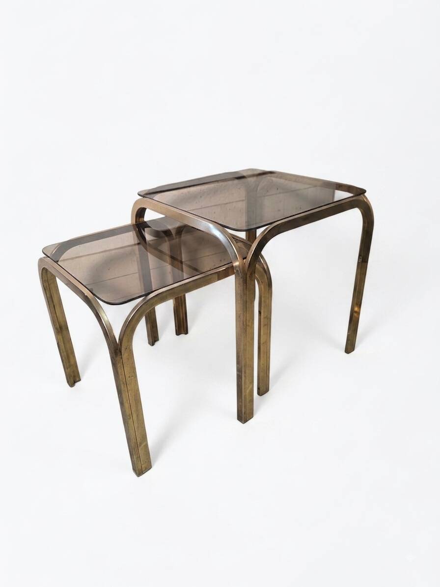 1970s golden metal nesting table
