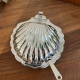 Shell butter dish and knife