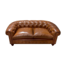 Chesterfield padded leather sofa - late 19th century