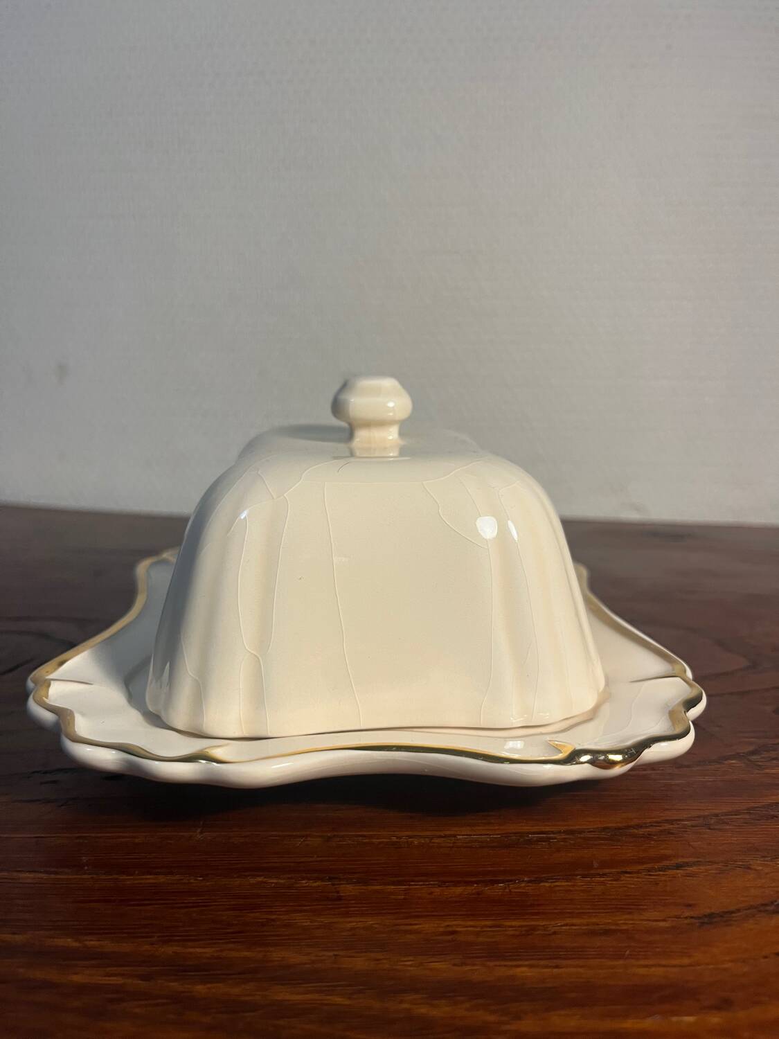Bruno Evrard France crackle porcelain butter dish