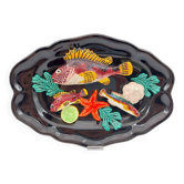 Plat céramique barbotine vallauris trompe oeil kitch Poisson