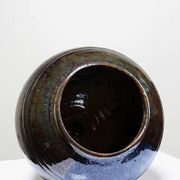 Small vintage/antique vase, very fine stoneware, flamed glaze, signature art ceramic