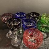 Saint Louis Baccarat colored crystal wine glasses
