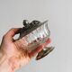 Antique sugar bowl in pressed glass and silver-plated metal