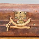 Valise jumelle malle de voyage cuir XIXe estampillée Debas Rouen