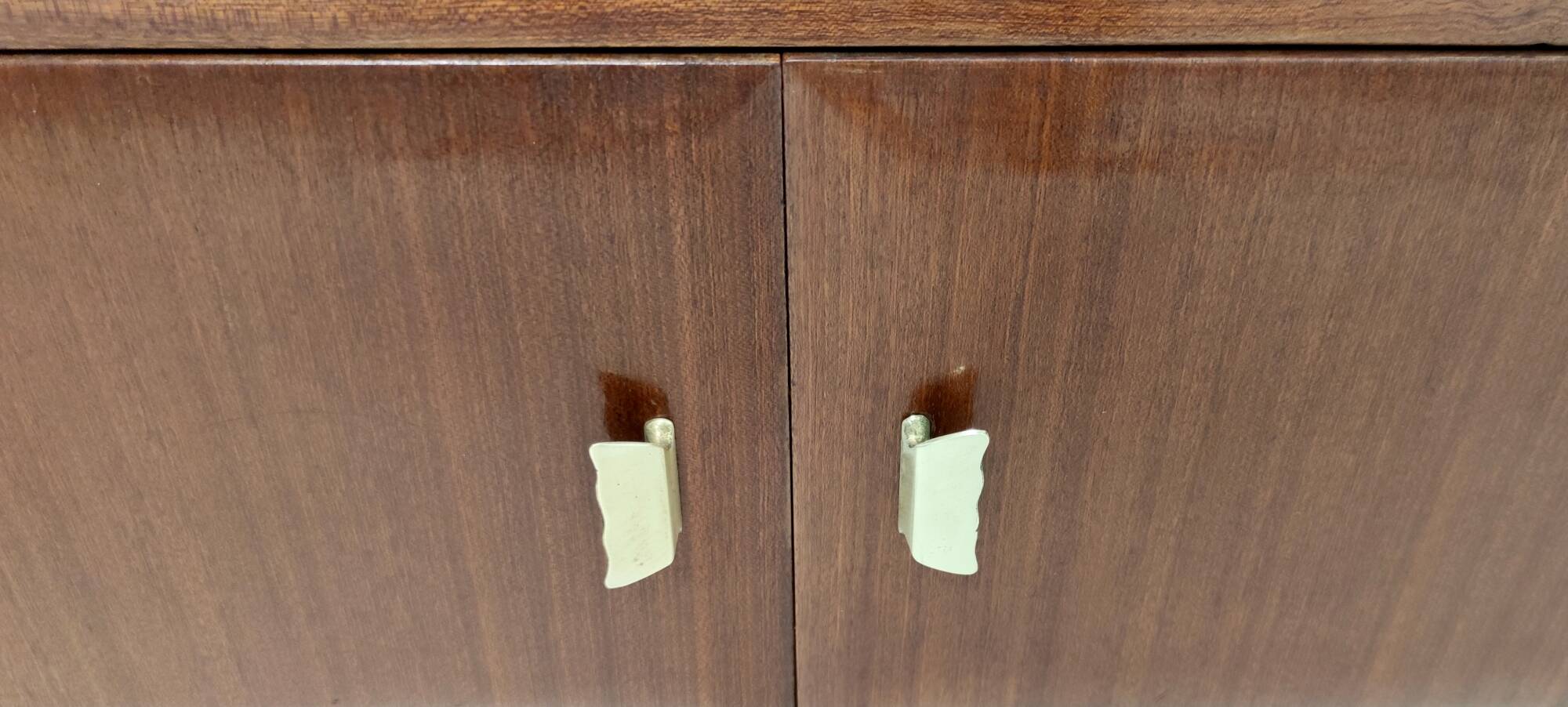 Pair of Elegant Walnut Nightstands with a Crystal Top Shelf