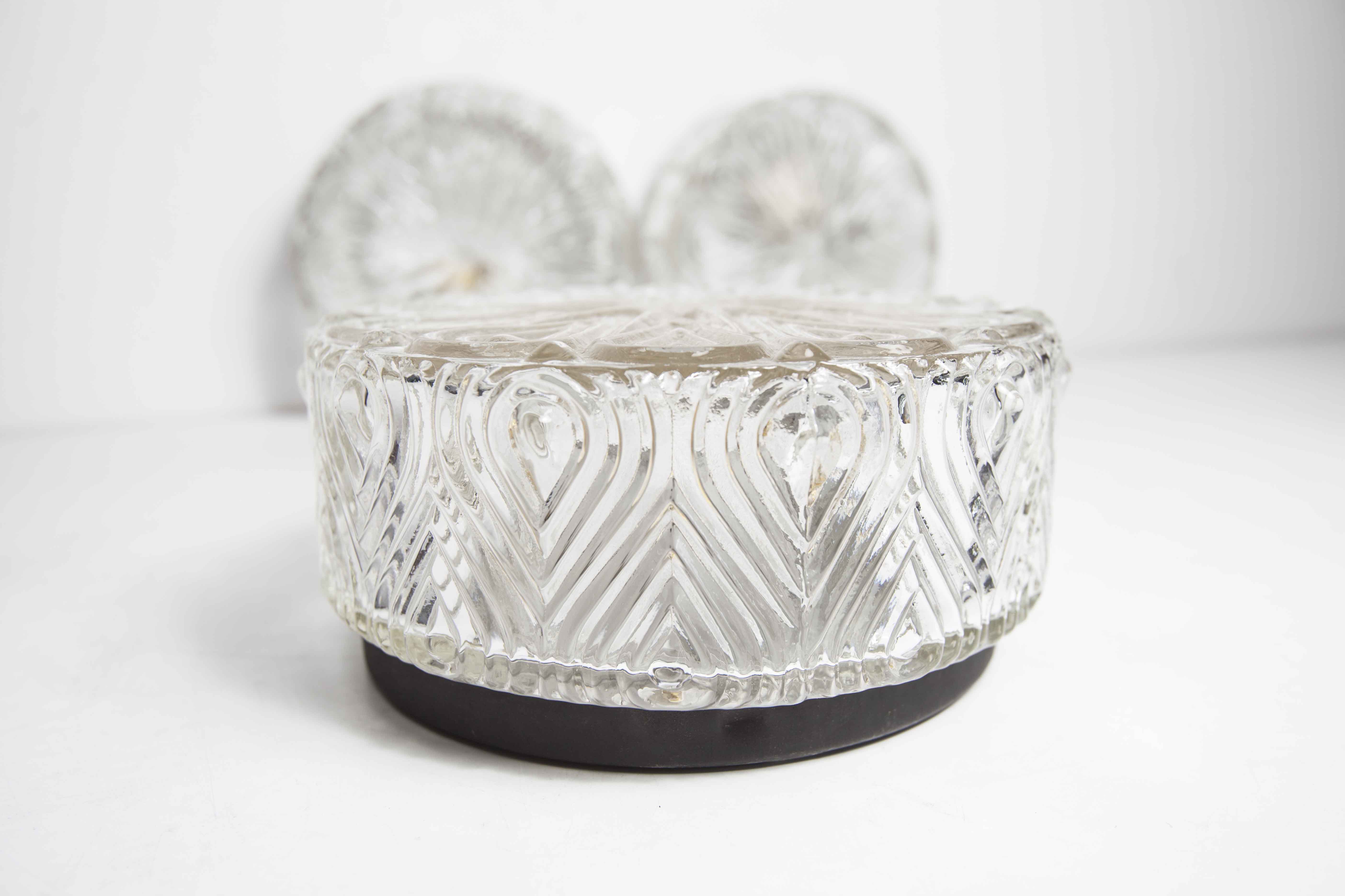 Set of 3 glass ceiling lamps 60