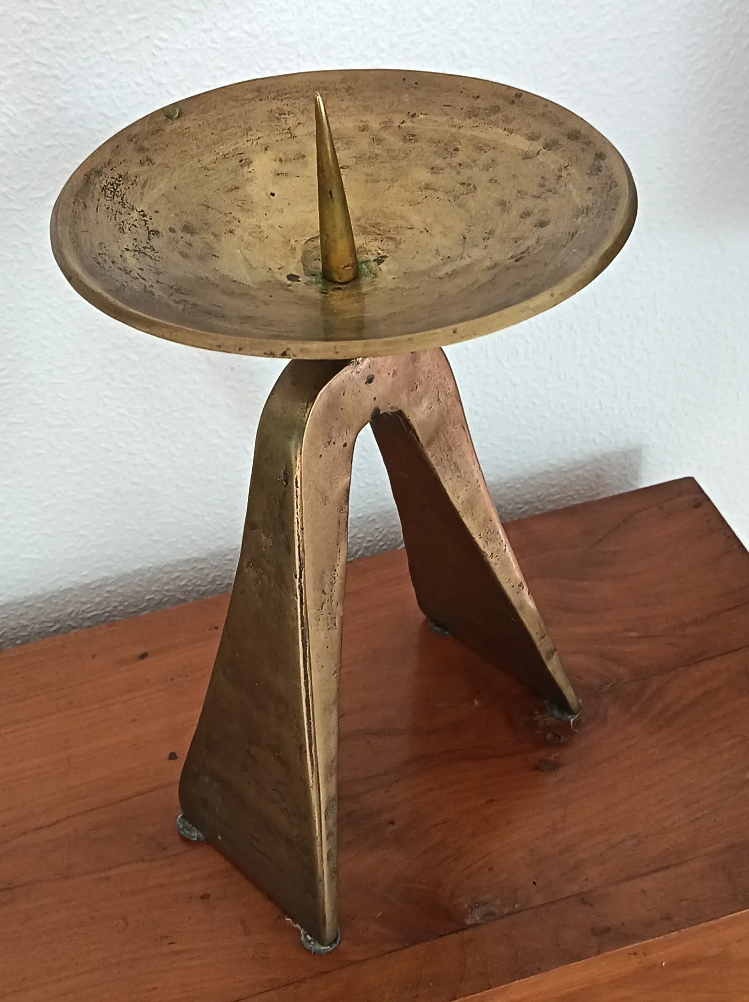 Brutalist bronze candlestick