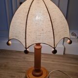 Umbrella lamp from the 70s in wood and fabric
