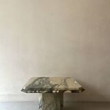 Octagonal coffee table in Italian beige/green veined marble, design 1970