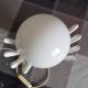 Vintage hand lamp ceramic white with opaline globe