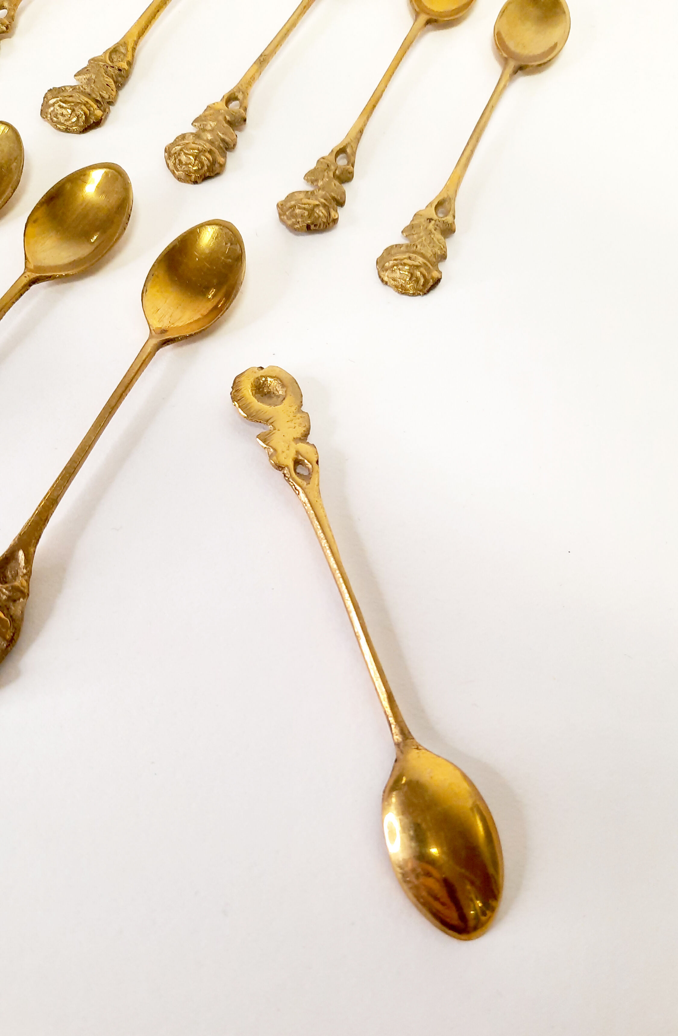 Lot small brass spoons