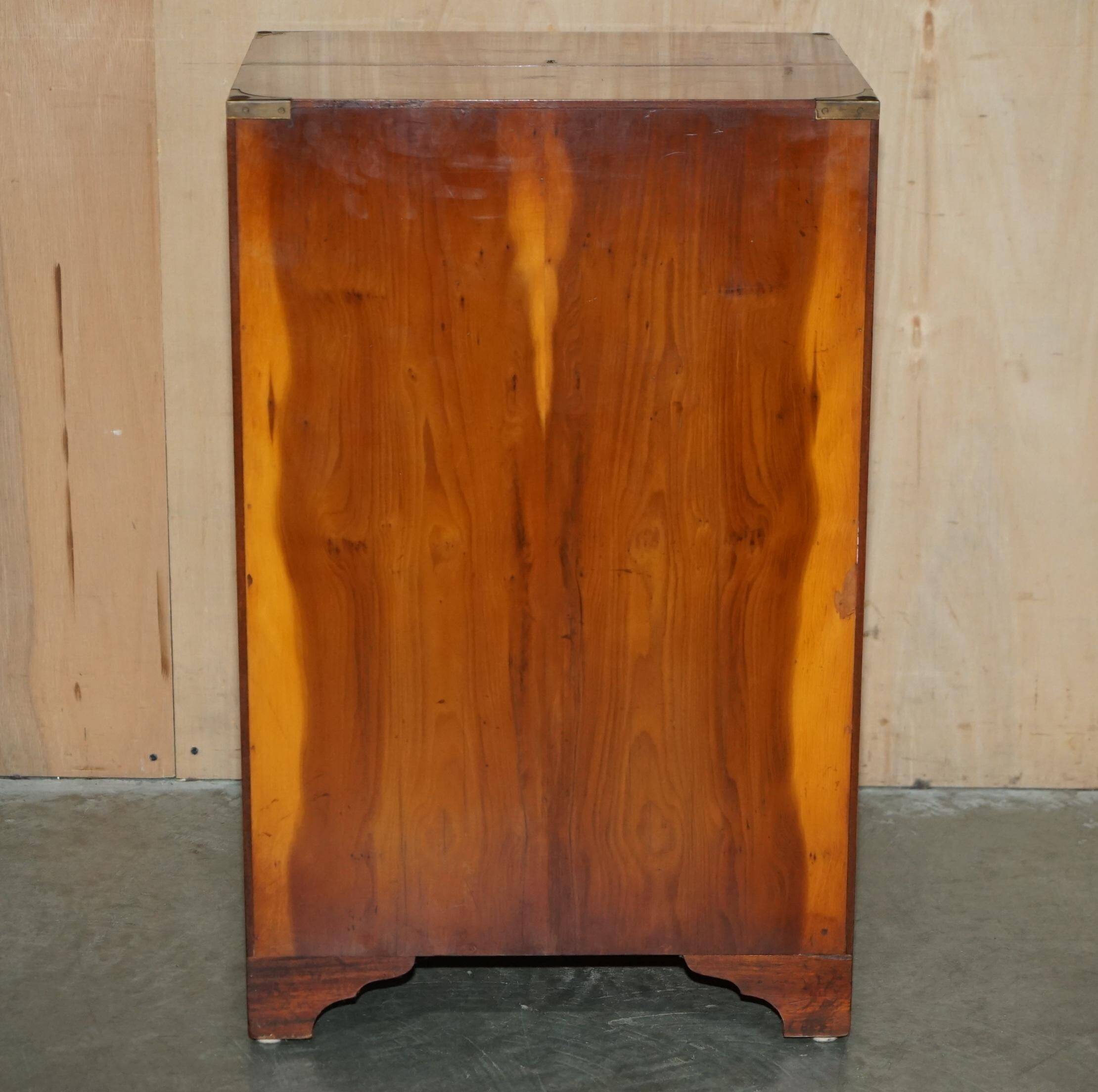 Military desk Harrods in Burr Yew wood with leather, country style.