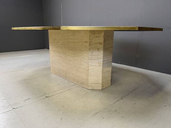Table design vintage en laiton gravé par Roger Vanhevel