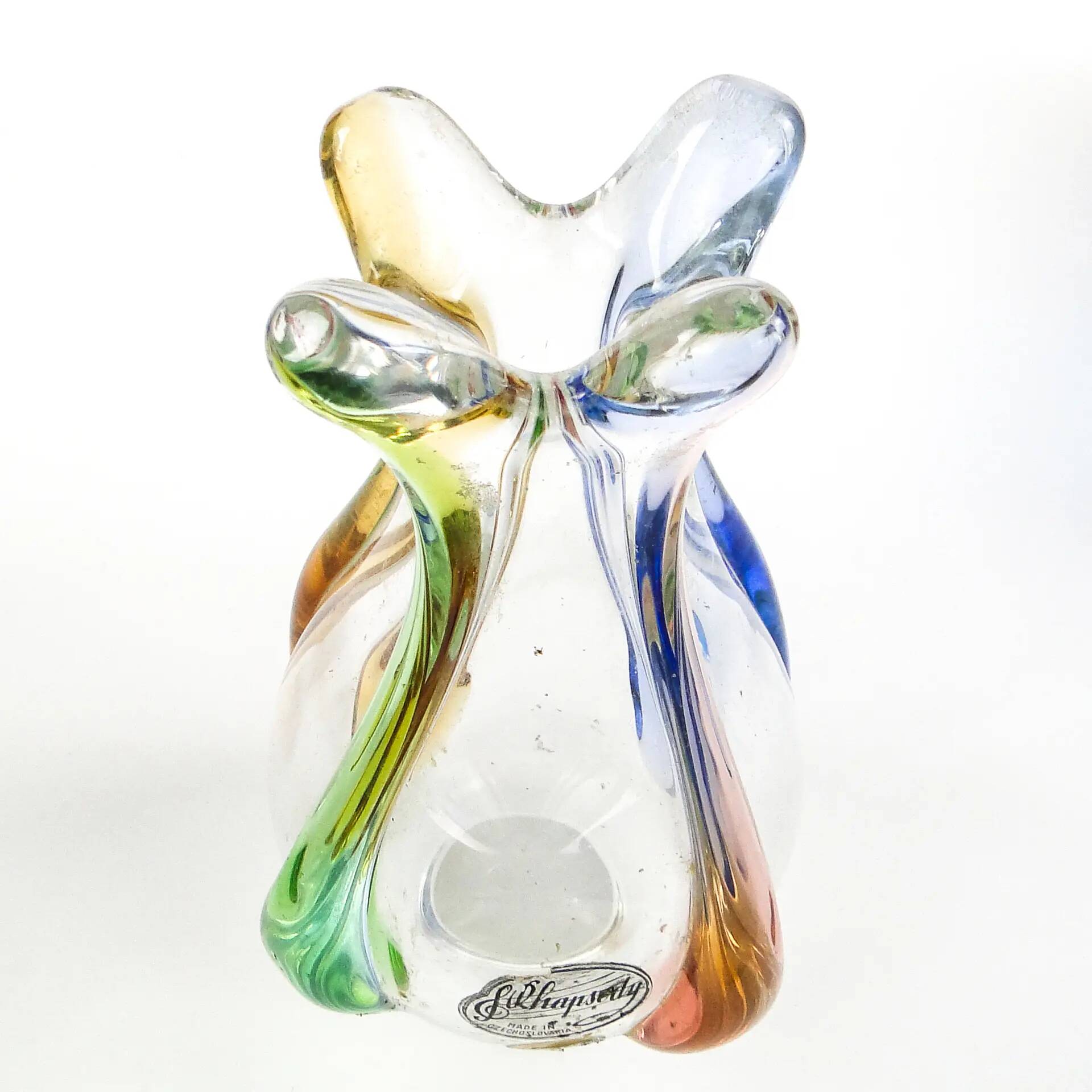 Vase moderne du milieu du siècle, en verre, conçu par H. Mahanovska, Tchécoslovaquie, années 1960.