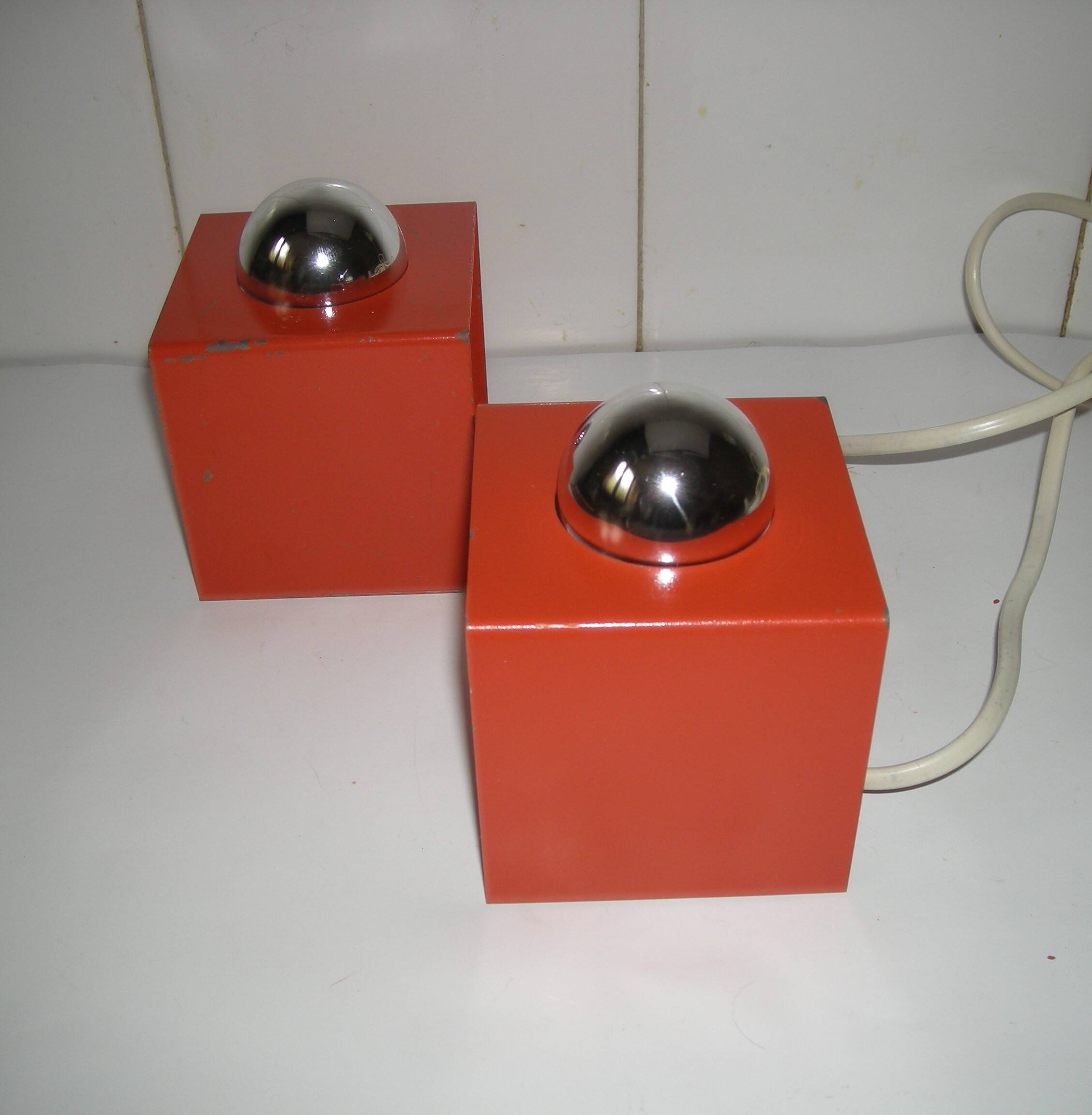Pair of Orange Lamps from the 70s