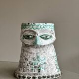 Glazed ceramic owl – Totem sculpture