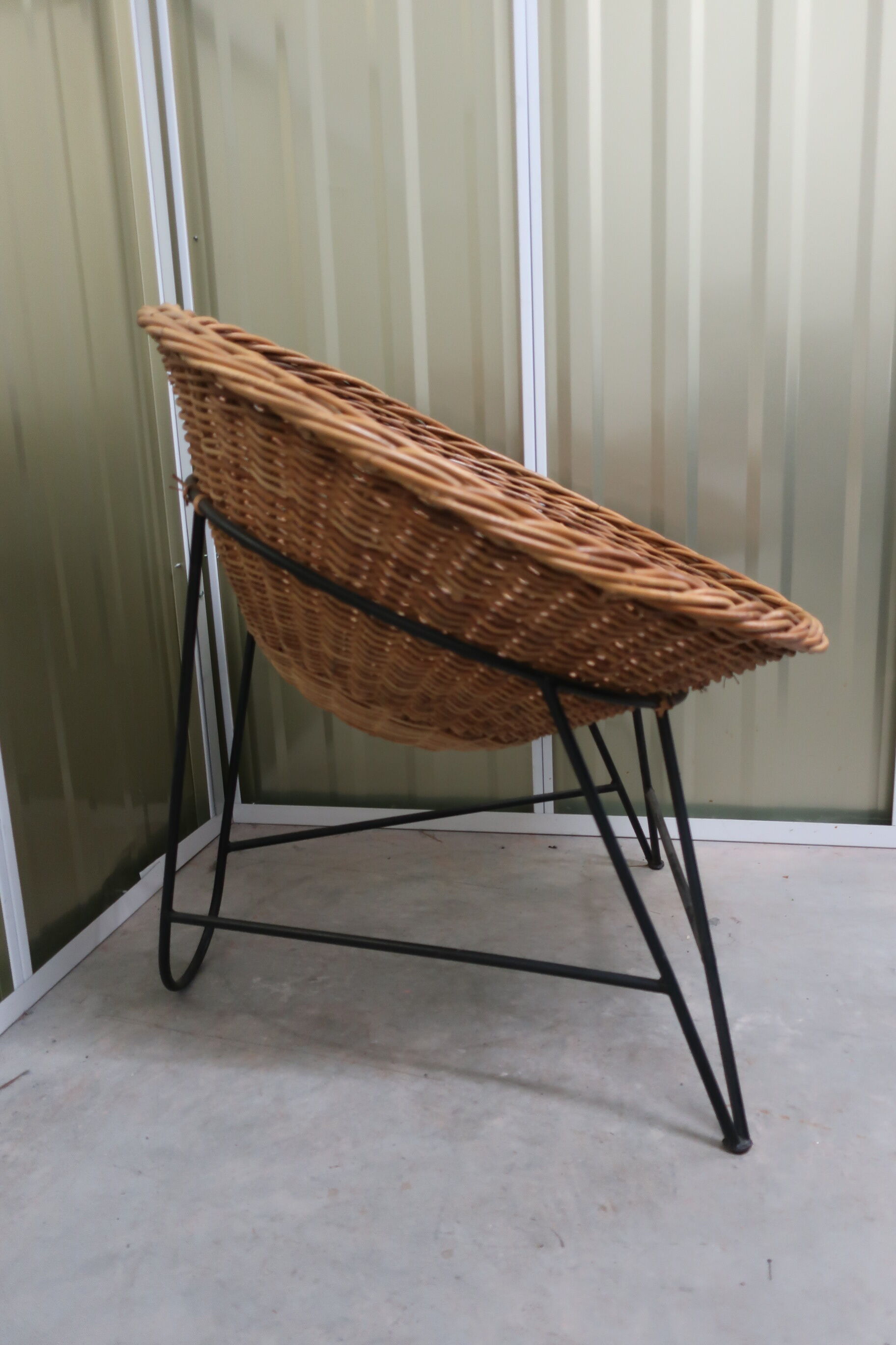 1960s rattan basket armchair