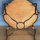 Gueridon 1940 french work ironwork doree plateau eglomise