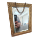 Small vintage mirror in gilded wood, bevelled glass with chain.