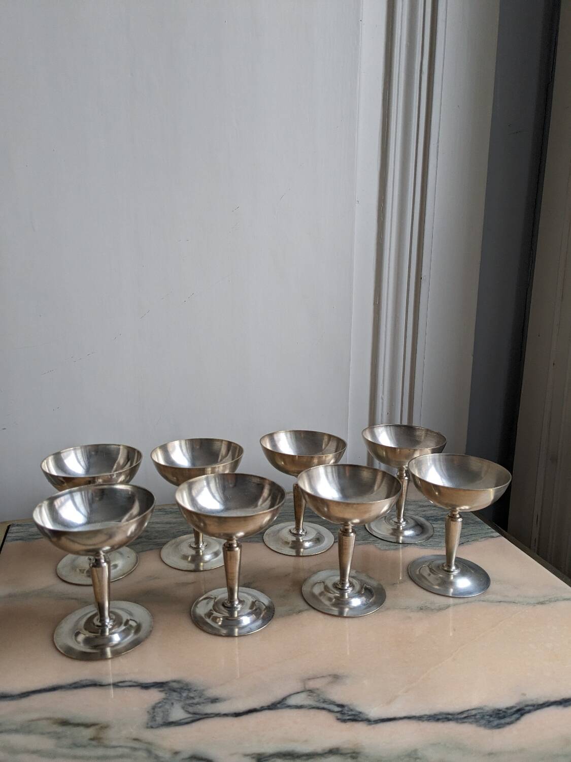 8 metal ice cream cups