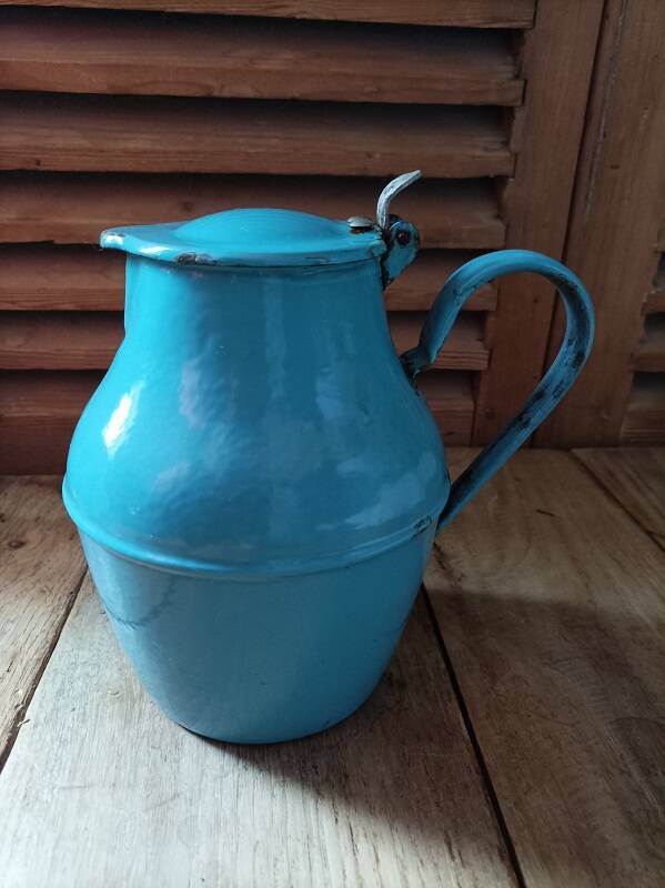 Broc Pitcher Metal Patinated Blue Enameled dpmc 0923214