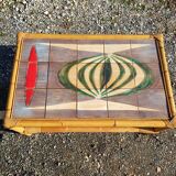 Vintage bamboo and earthenware coffee table signed jl gruer