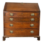 Slant-front desk, chest of drawers, English George III writing desk in oak - 19th century
