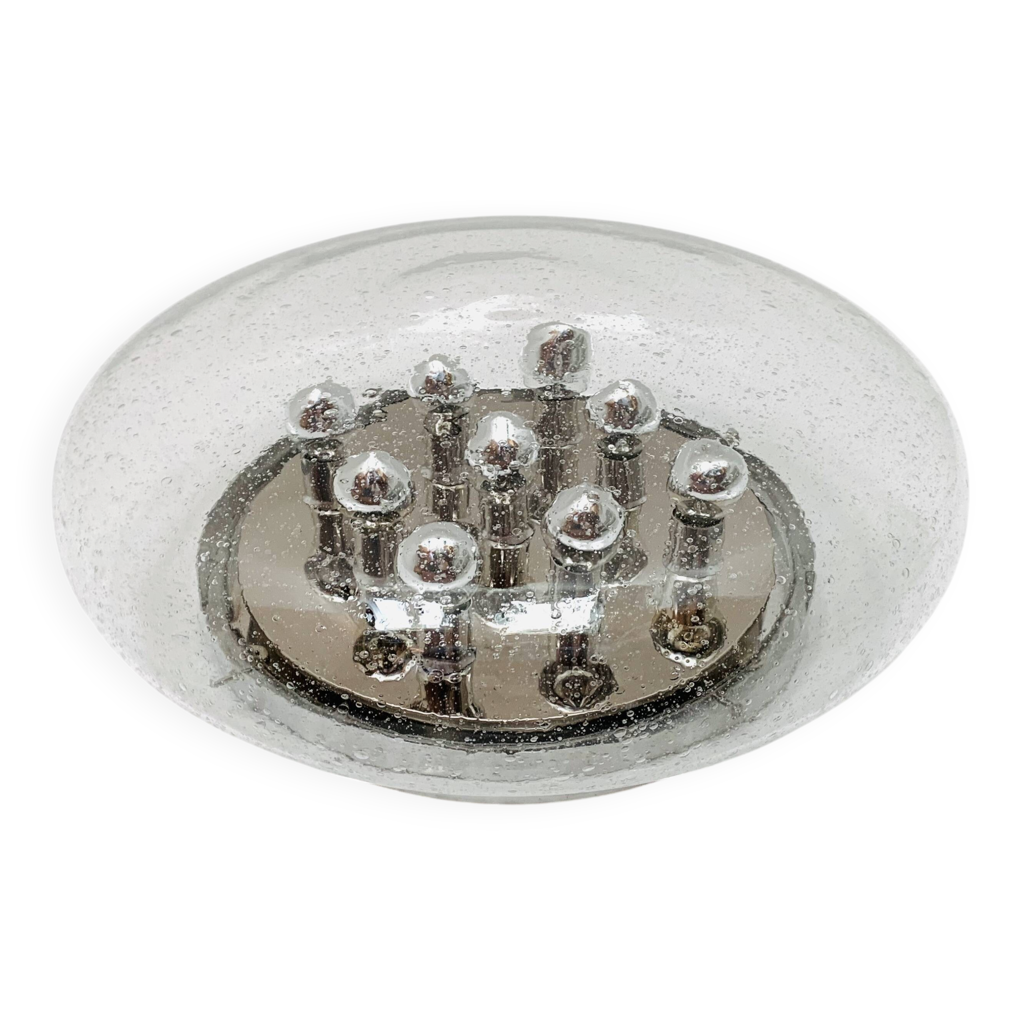 Large Bubble Glass Mushroom Flush Lamp