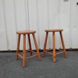 Pair of vintage pine stools