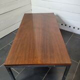 Coffee table chrome base top in teak of the 70s