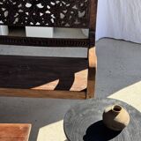 Black solid mango side table (monoxyle) with conical legs