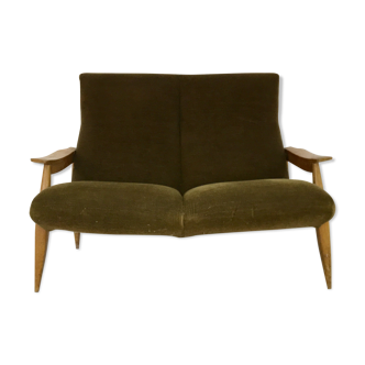 Beautiful wooden and velvet bench