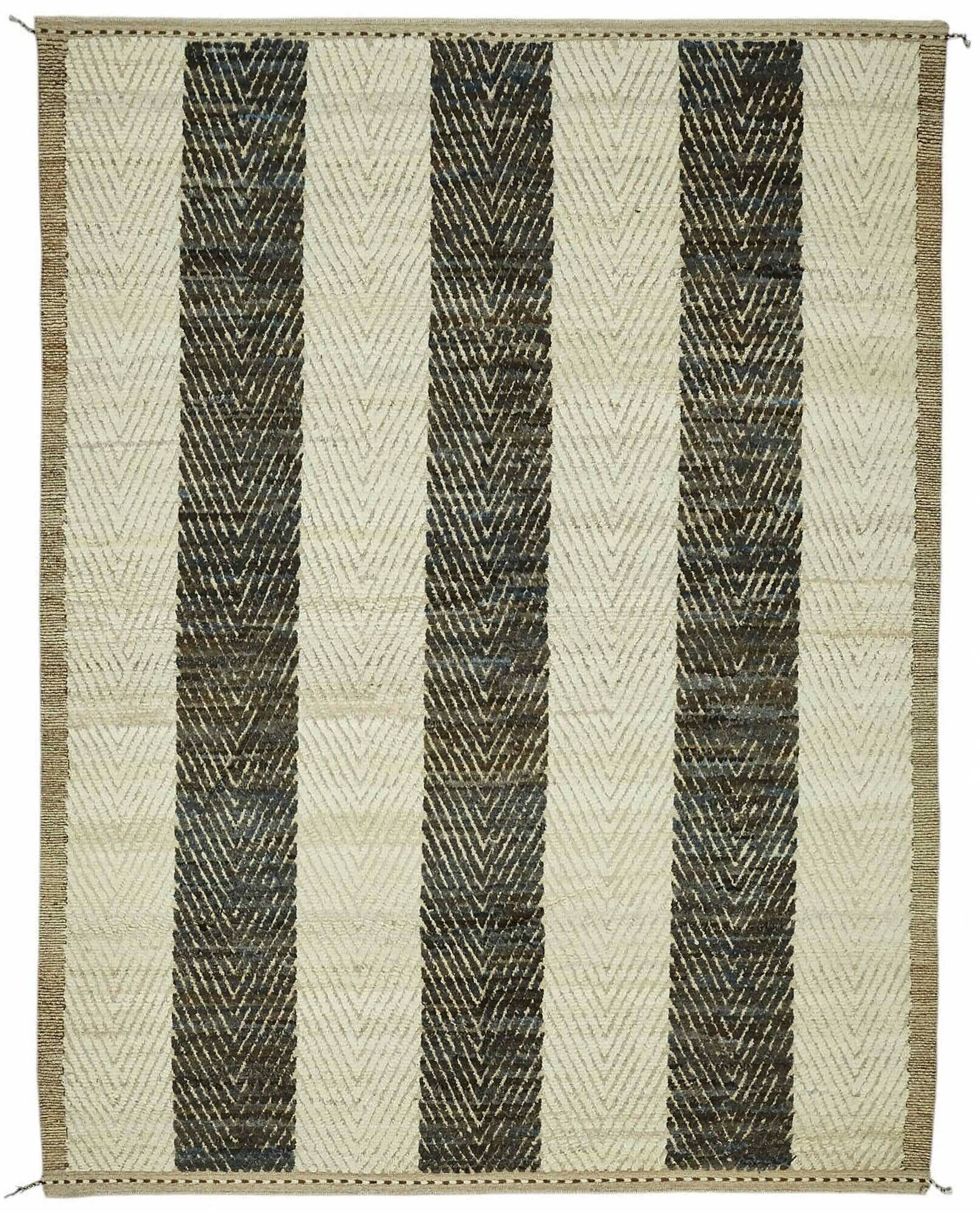Handwoven Tribal One of a Kind 271 cm x 357 cm Beige Wool Carpet