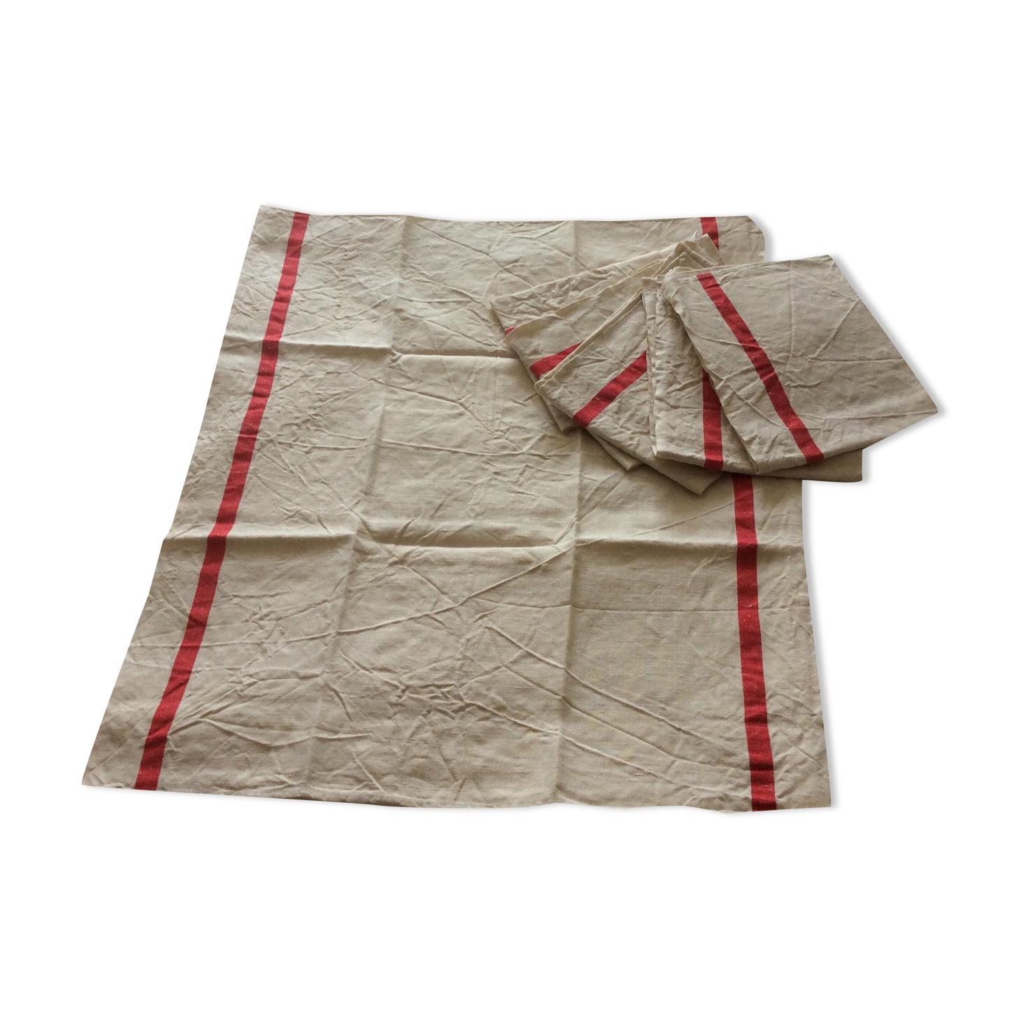 Set of 6 old métis tea towels "blue flower" 907 new