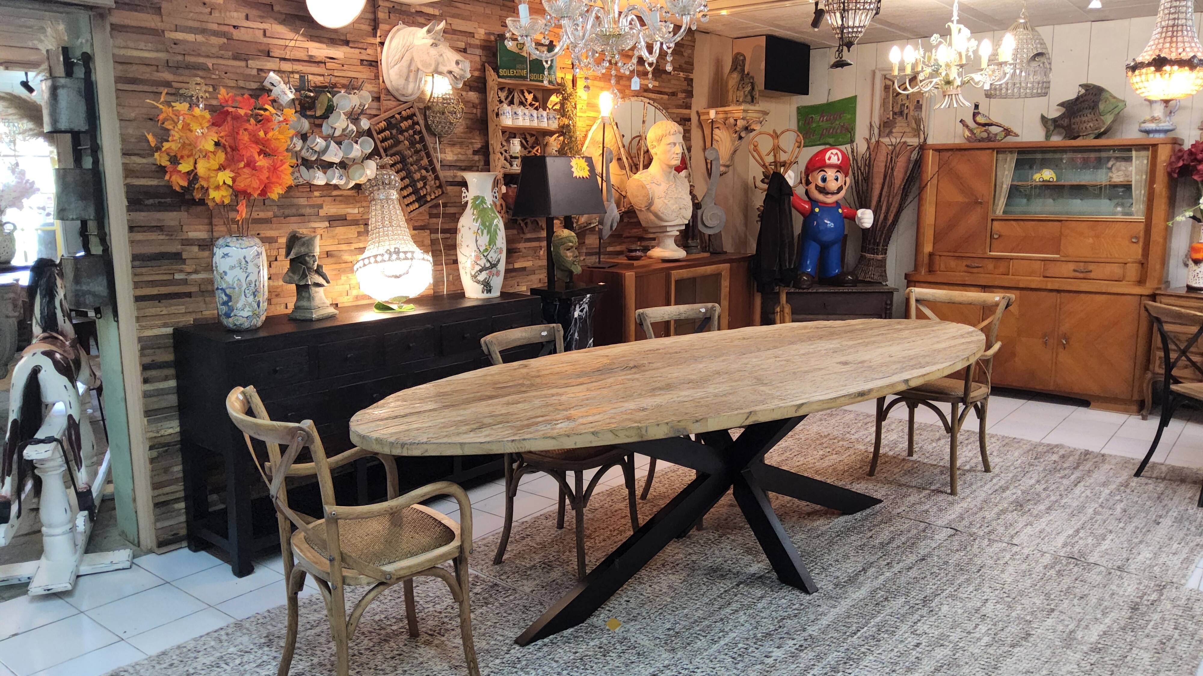 Industrial oval table