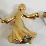 Set of 6 vintage 1970s brass figurine candle holders – Golden cherubs