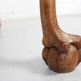 Coffee table in Baroque style, mid century, with claw foot legs, burl wood scalloped top